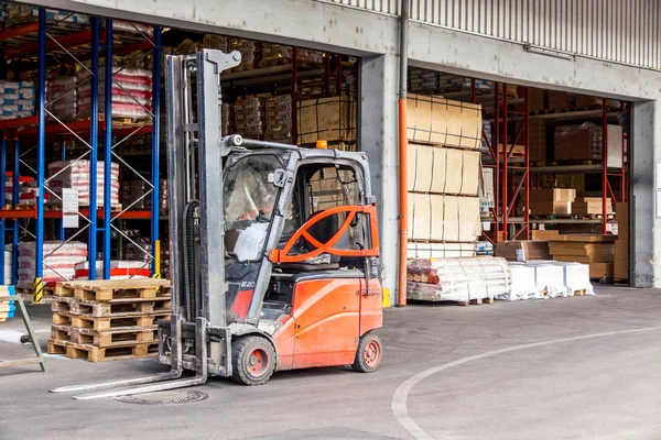 Forklift parked at a warehouse