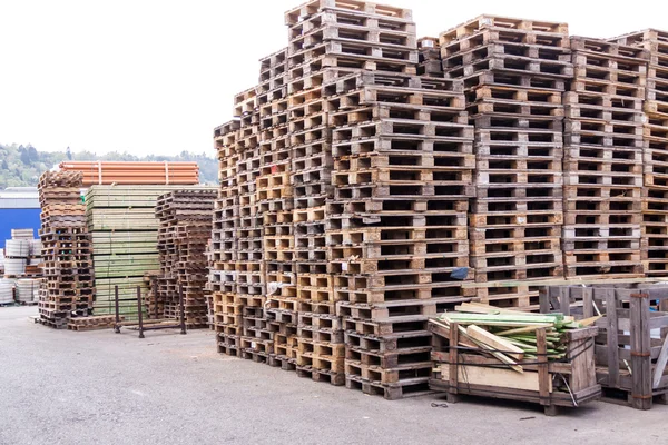 Stacks of wooden pallets