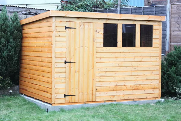 A traditional wooden garden shed