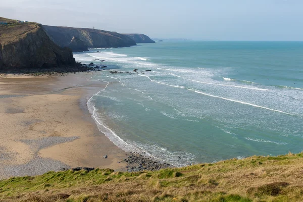 Porthtowan beach near St Agnes Cornwall England UK a popular tourist destination on the North Cornish heritage coast