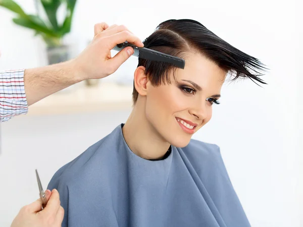 Hairdresser doing Hairstyle