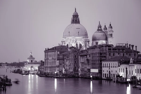 Retro style image of Grand canal after sunset