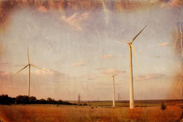 Vintage style image of wind power station