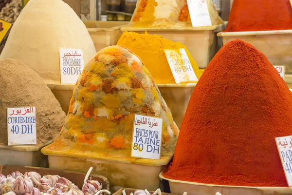 Spices for sale on a market in Morocco, Africa