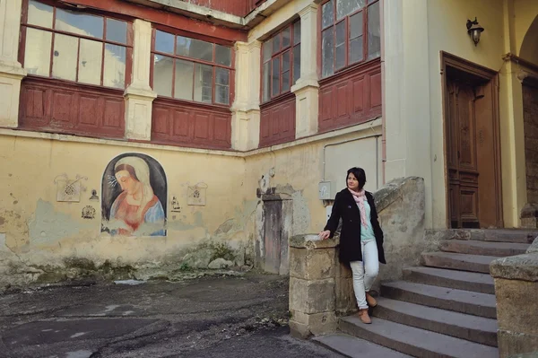 Woman on stairs