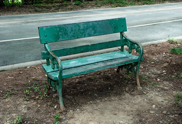 Old wooden bench in park