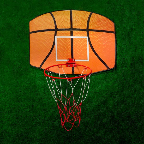 Basketball court on green background