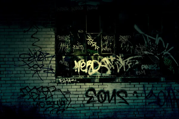 Dark Grungy Alley With Graffiti Background