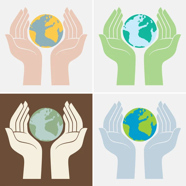 Hands holding earth, save the planet