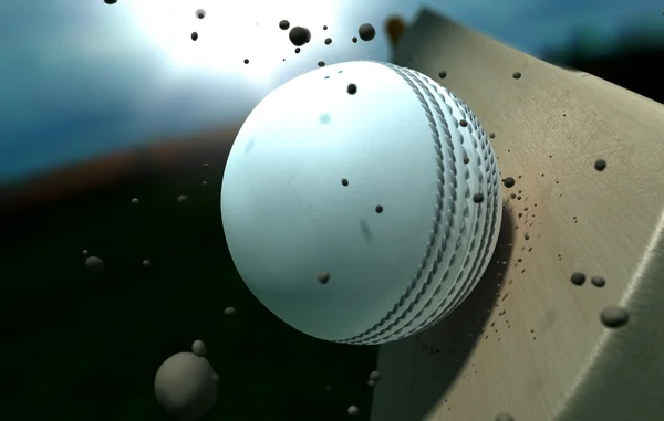 Cricket Ball Striking Bat With Particles At Night