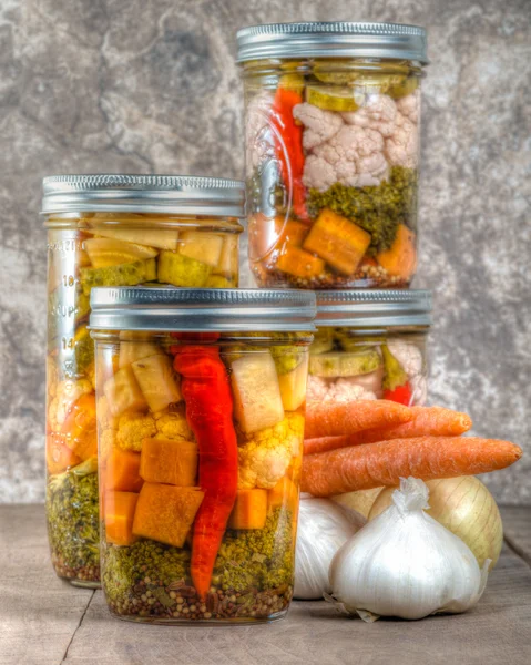 Pickled mixed vegetables home canning