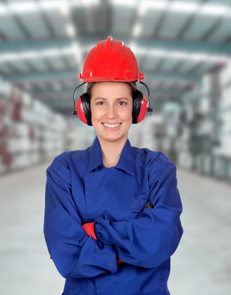 Happy woman industrial worker