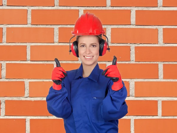 Happy woman industrial worker