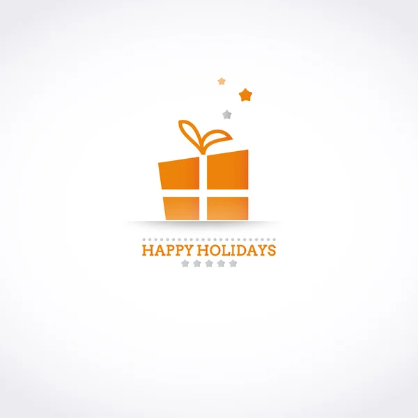 Stylized Happy Holiday card with holiday gift box and stars