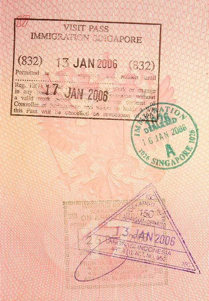 Passport stamps - visa to singapore