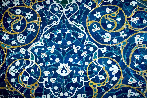 Tiled background, oriental ornaments from Isfahan Mosque, Iran