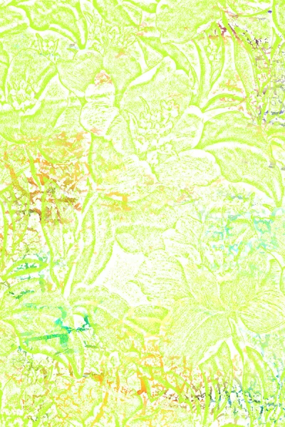 Abstract textured background: green floral patterns on white backdrop