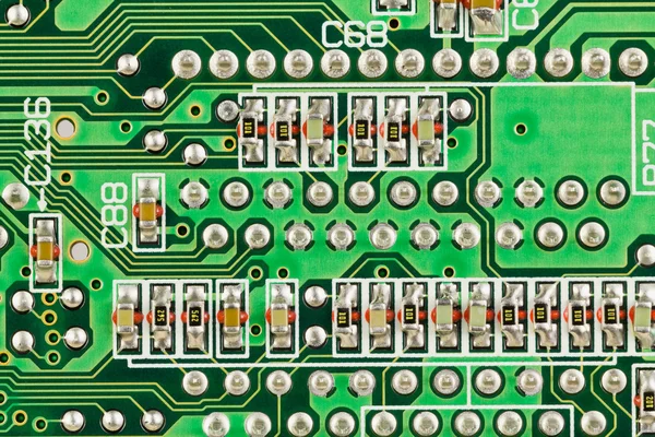 Printed circuit board with resistors.