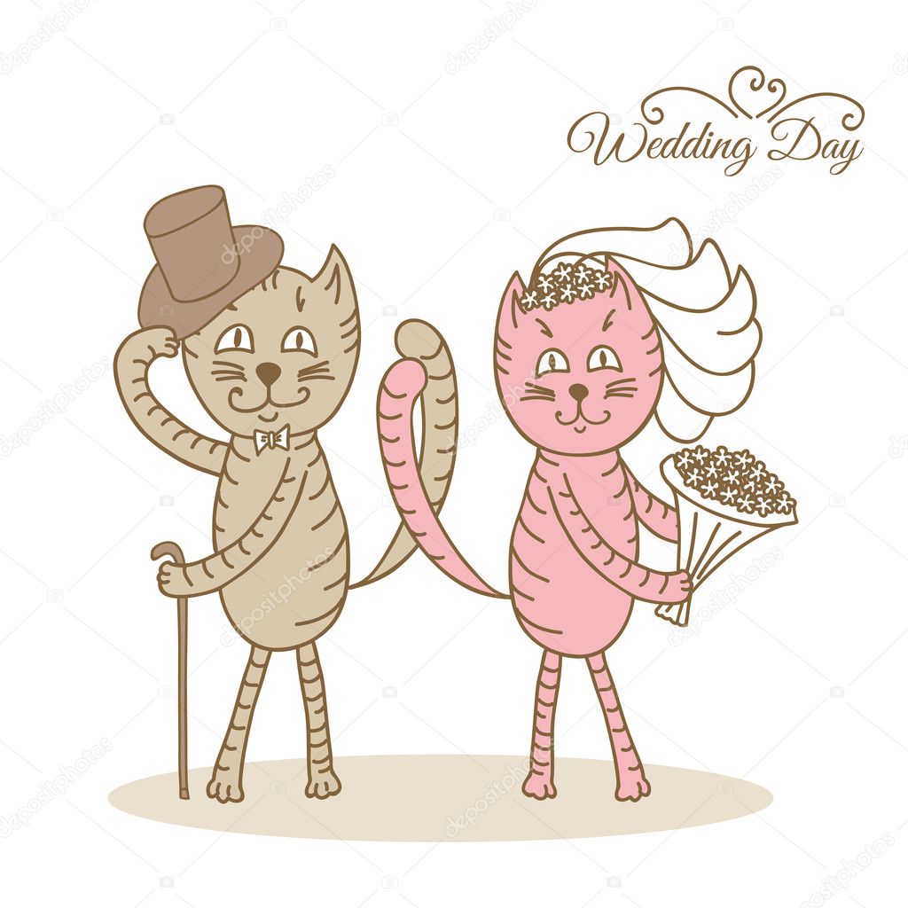 Karte Hochzeit Tag Liebe Katzen — Stockvektor © OSIPOVDIM 39729589
