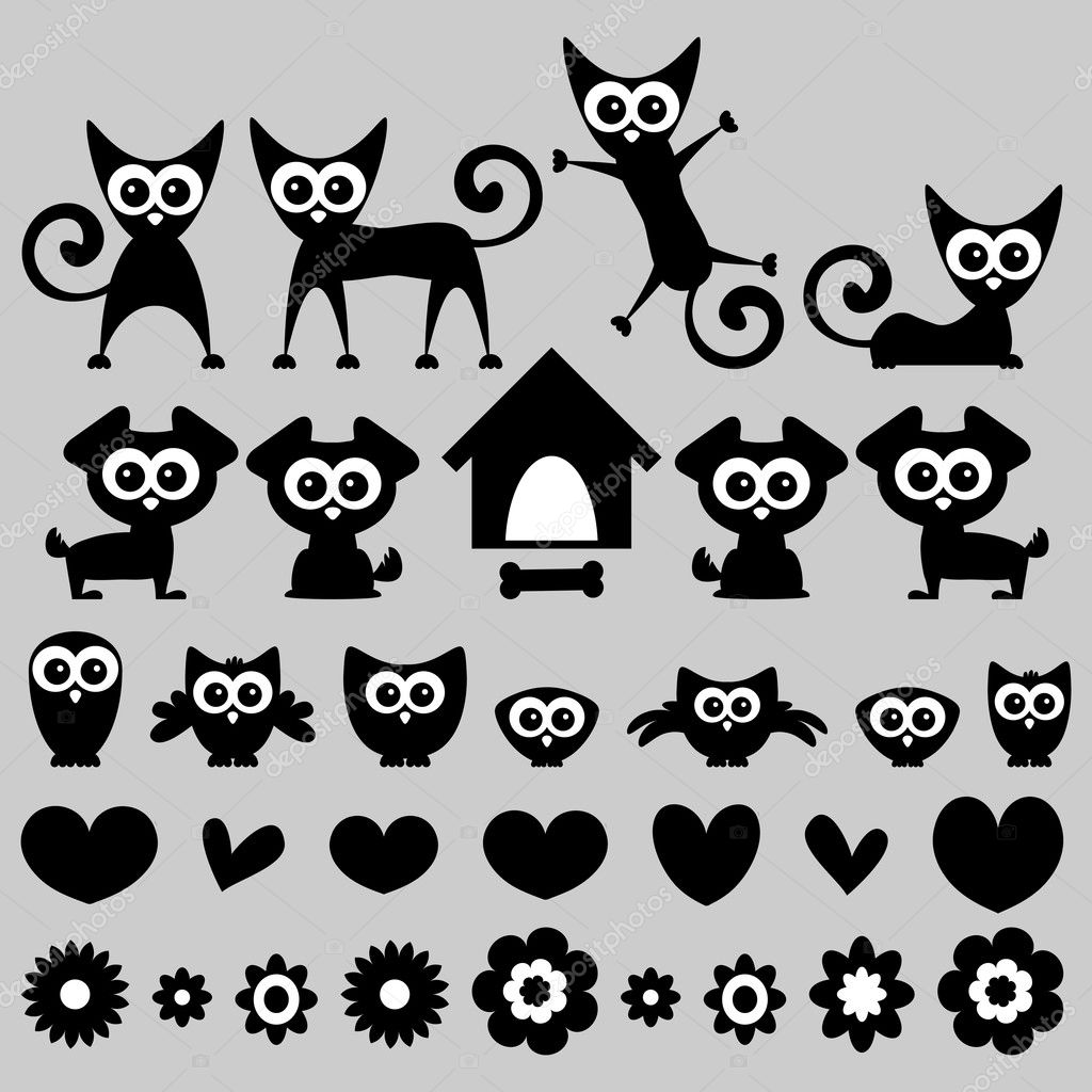 Cute funny animals cartoon set — Stock Vector © littlepaw #12052646