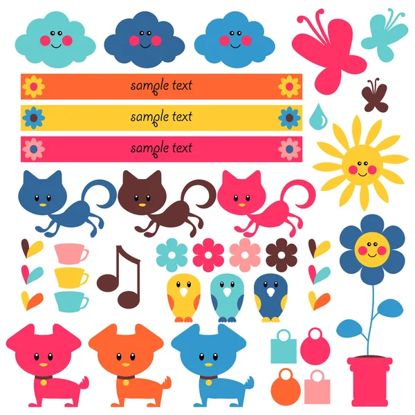 A set of cute elements for kids