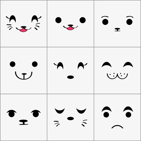 Cute animal faces set