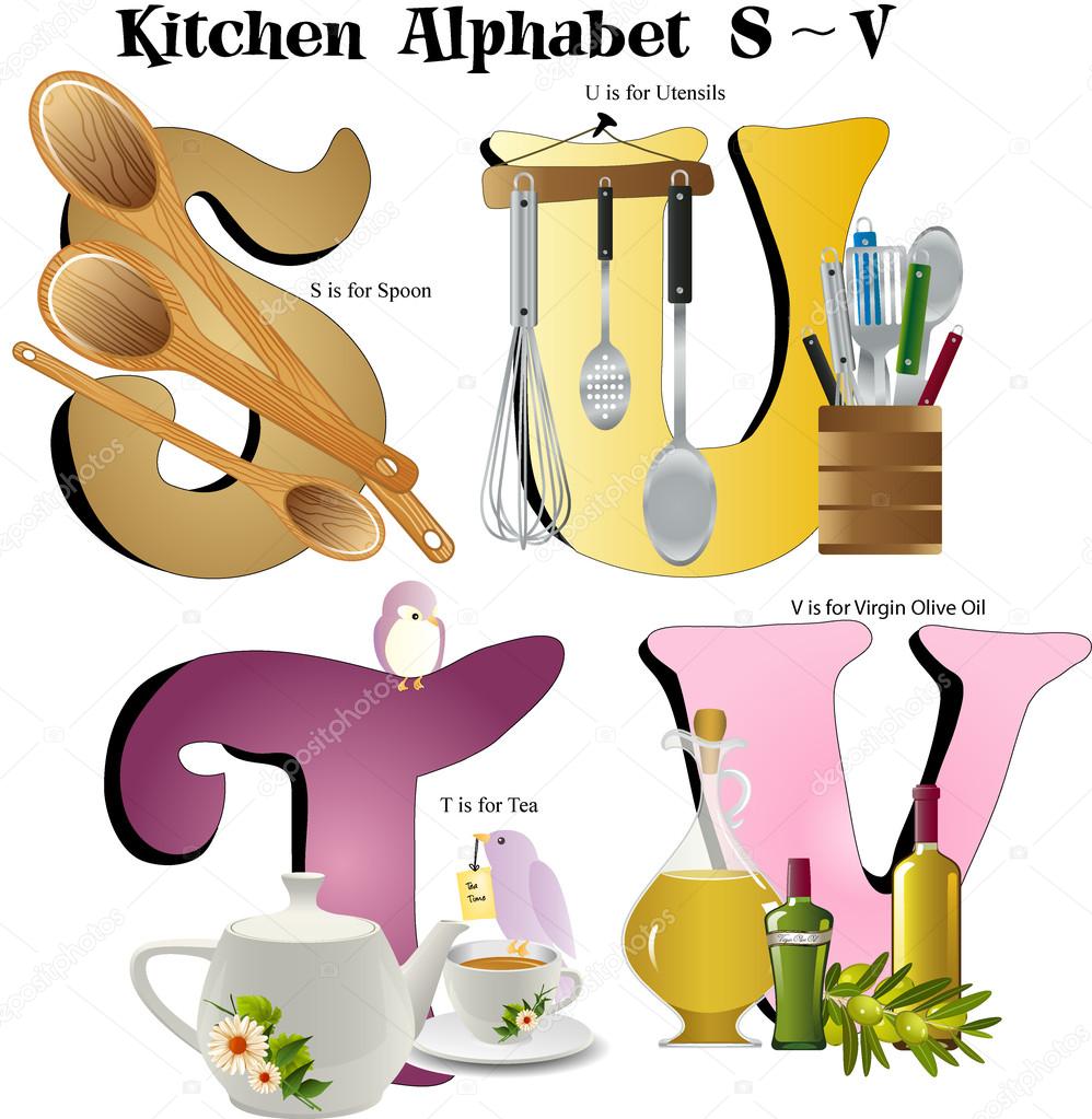 Kitchen Alphabet S thru V — Stock Vector © CandyWrap 12097514