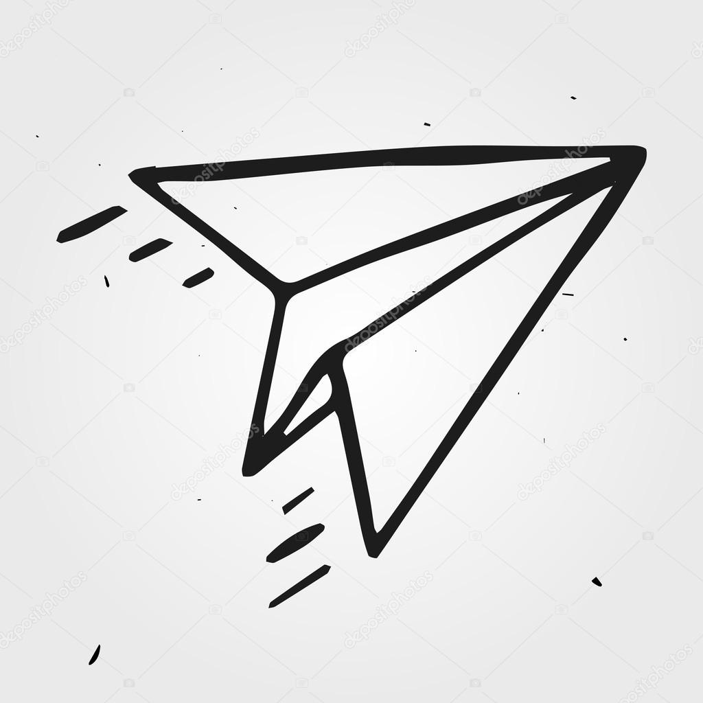 Cute hand-drawn paper airplane — Stock Vector © dimgroshev #36588233