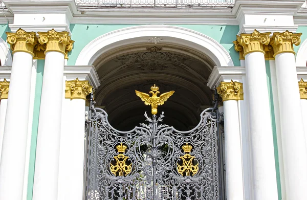 Patterned wrought-iron gate of the Hermitage in St. Petersburg