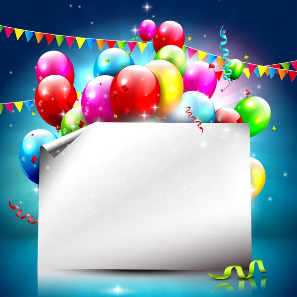 Colorful birthday background with empty paper