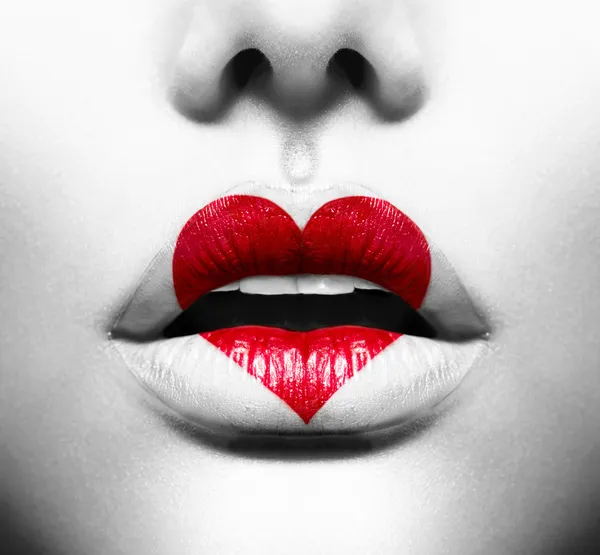 Beauty Sexy Lips with Heart Shape paint