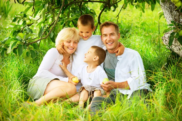 Happy Big Family Outdoors Having Fun