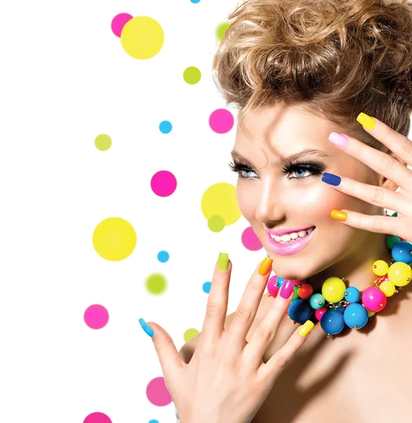 Girl with Colorful Makeup, Nail polish