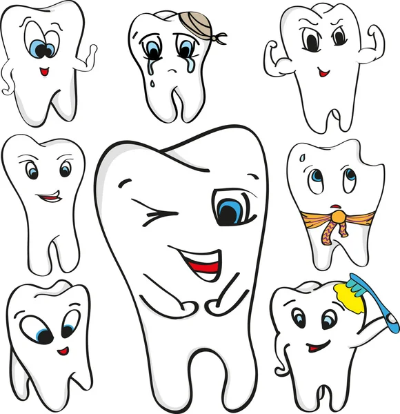 Healthy and rotten teeth vector collection