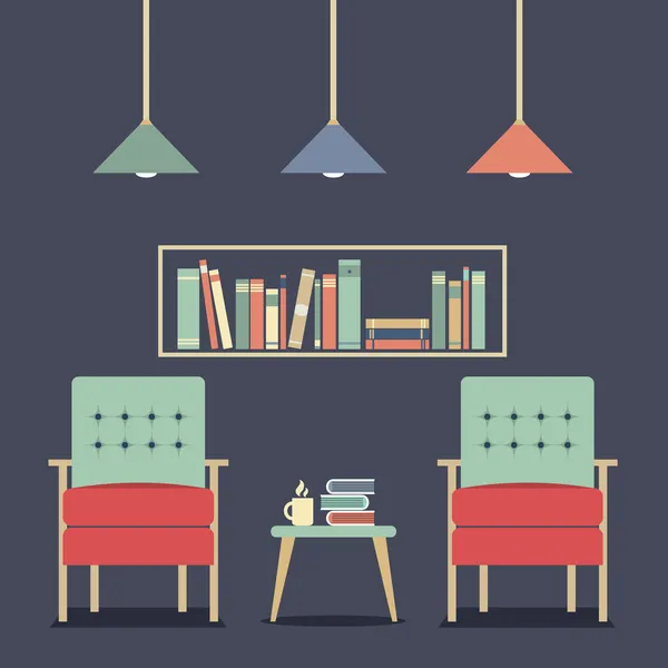 Modern Design Interior Chairs and Bookshelf