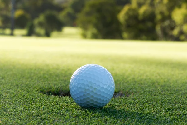 A golf ball and hole