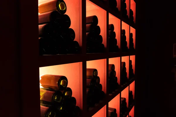 Closeup shot of wineshelf