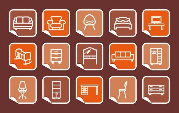Furniture icons on stickers