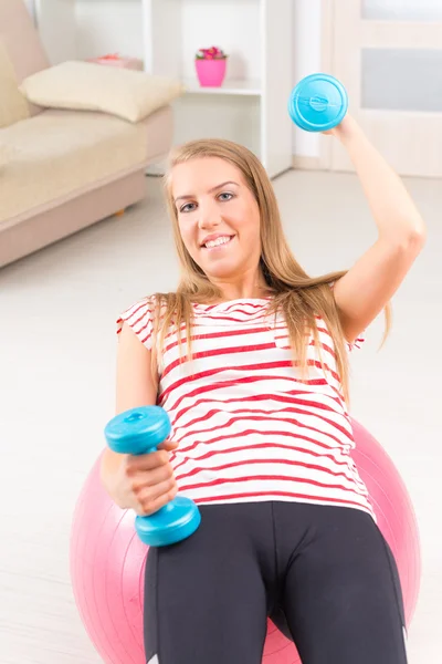 Woman with gym ball