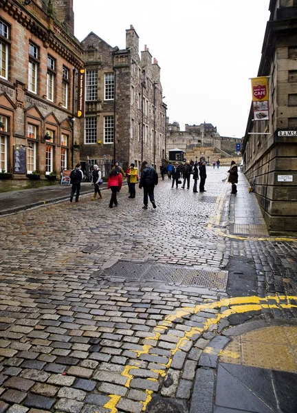 EDINBURGH, SCOTLAND-JANUARY 20: Royal Mile street in Edinburgh,