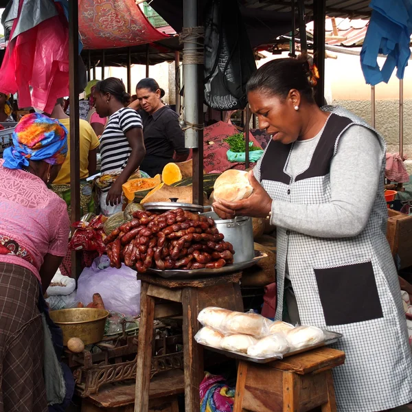 African market vendor.