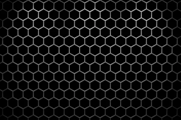 Steel grid with hexagonal holes under three spot lights