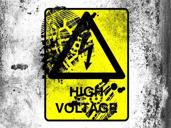 High voltage sign drawn at whiteboard with dirty footprint on it