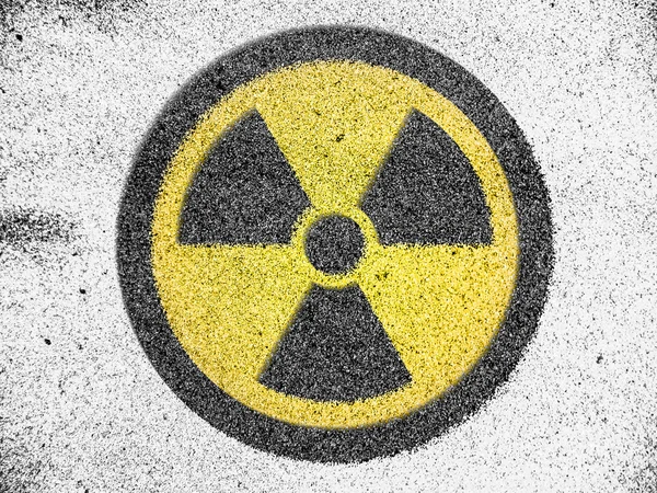 Nuclear radiation symbol painted on