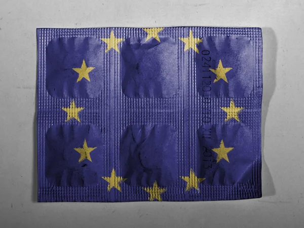 Europe Union flag painted on painted on pills
