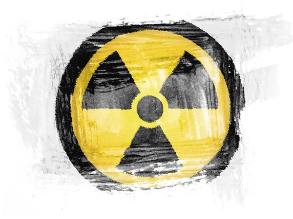 Nuclear radiation symbol painted with watercolor on paper