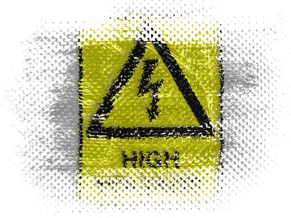 High voltage sign drawn at on dotted surface