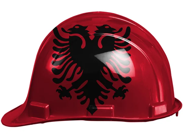 Albania. Albanian flag painted on safety helmet