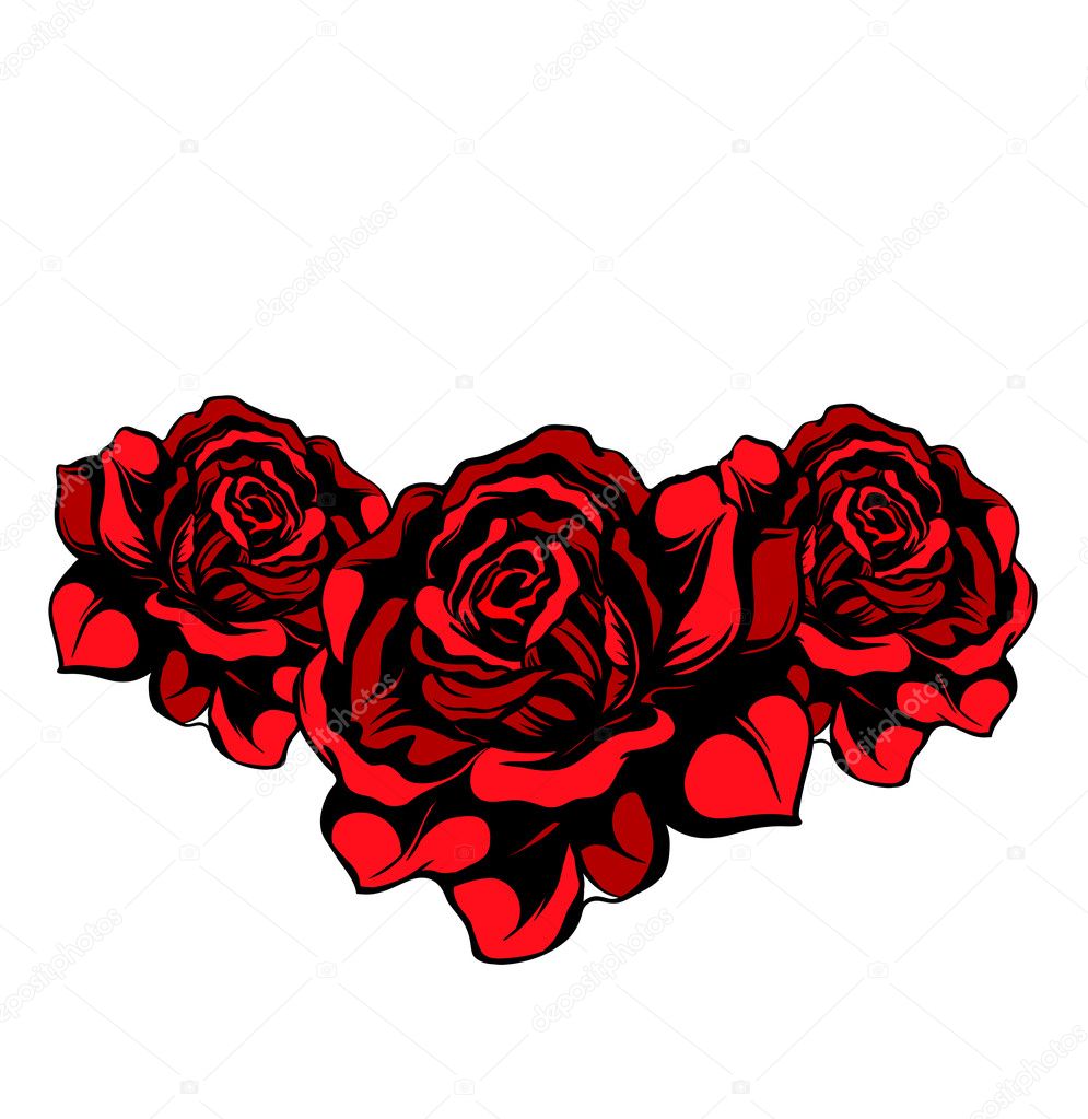 Tree red vector roses isolated — Stock Vector © BlackSpring1 #22303089