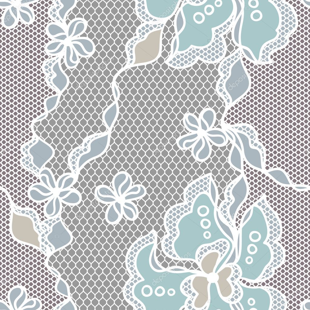 Lace fabric seamless pattern with abstact flowers — Stock